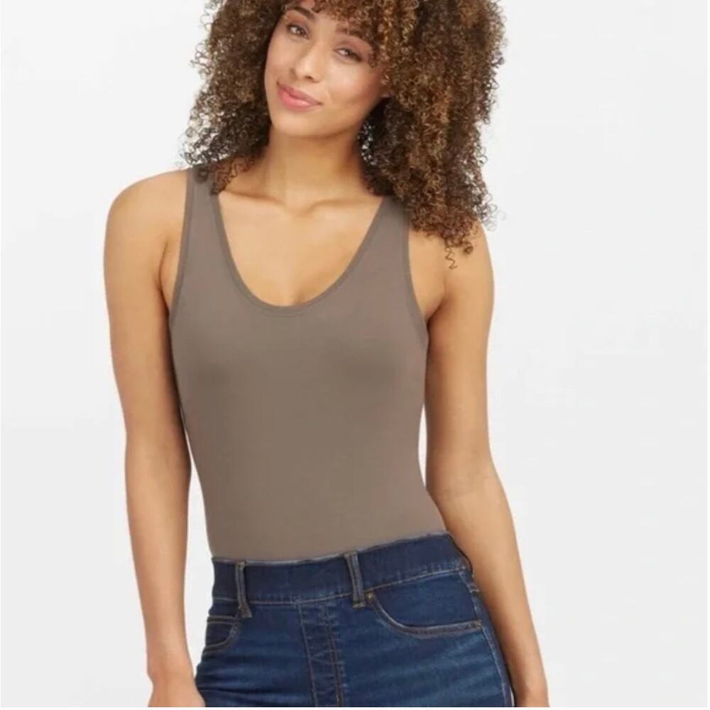 Spanx Suit Yourself Ribbed Bodysuit Women's Small Brown